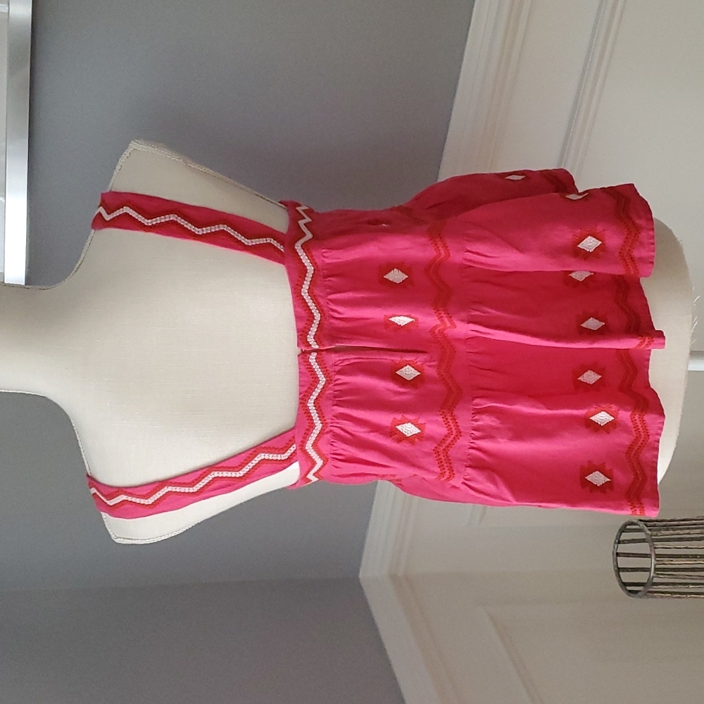 Ann Taylor LOFT Pink Linen Blend Embroidered Boho Tank Top Women XS Runs Big - Picture 7 of 12